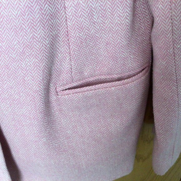 Chadwick's - Pink & White Herringbone Wool Blend Blazer - Picture 9 of 15